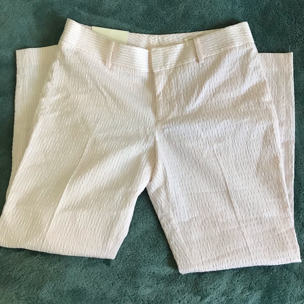 Club Monaco Lt Pink/White Seersucker Cropped Panf